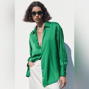 Green Zara blouse